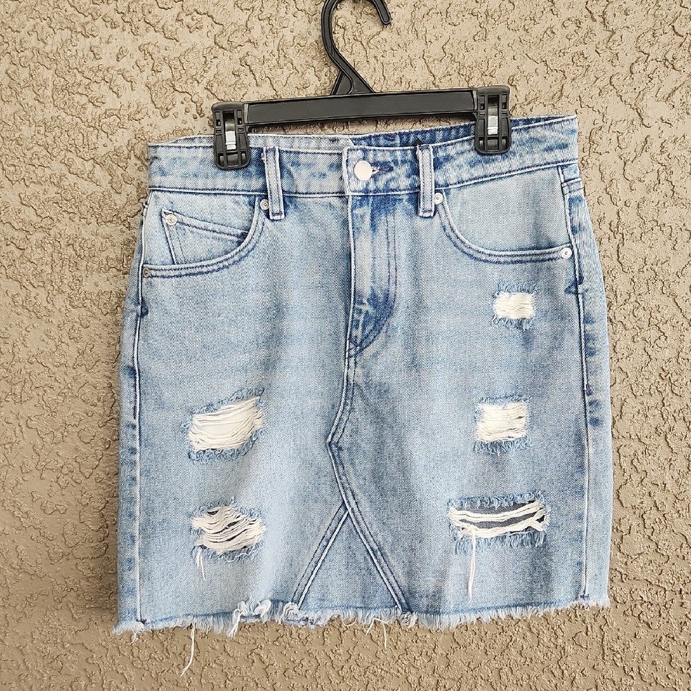 Volcom Stoned Mini Skirt Distressed High Rise Denim